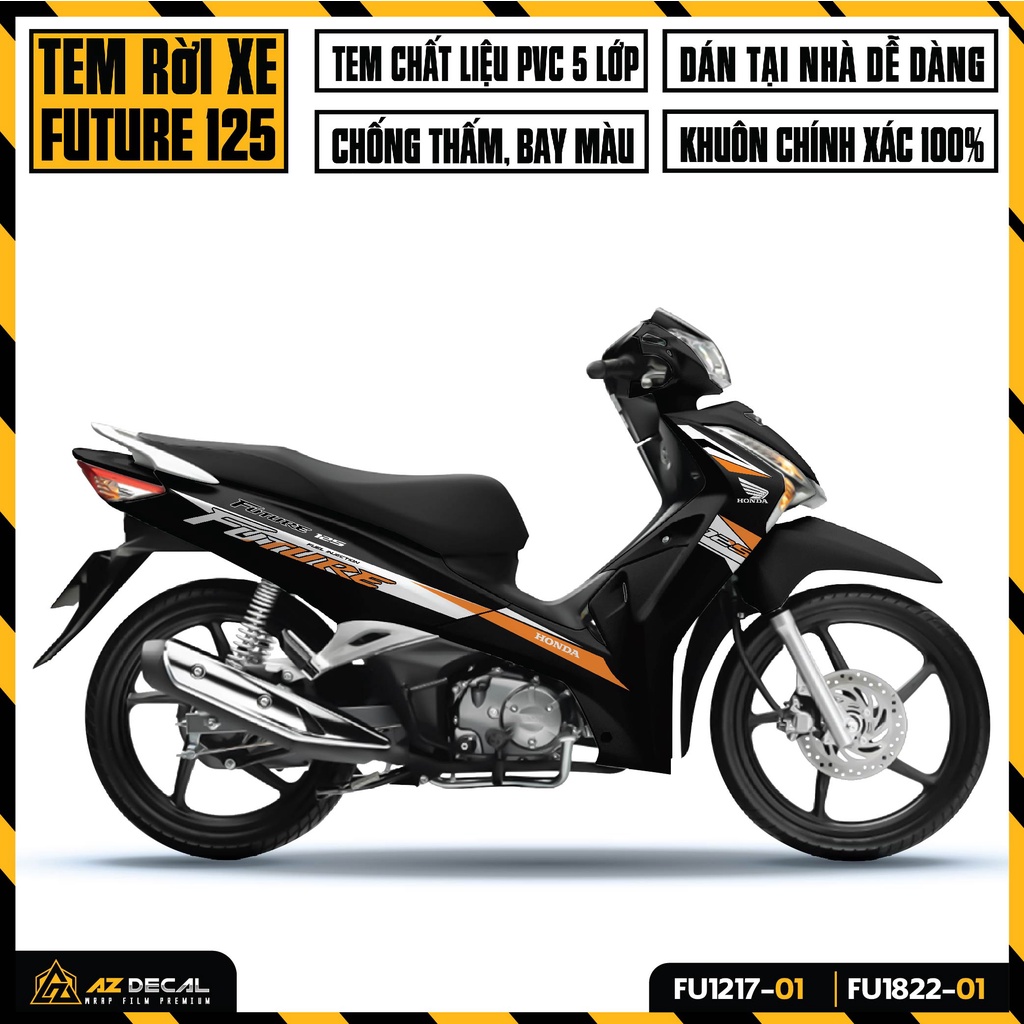 Tem Xe Future 125 2012 - 2022 Đẹp Dễ Dán | FU-01 | Tem Rời Dán Xe Future FI Decal Cao Cấp Màu Trắng Đỏ Cam Đen Đỏ Đen