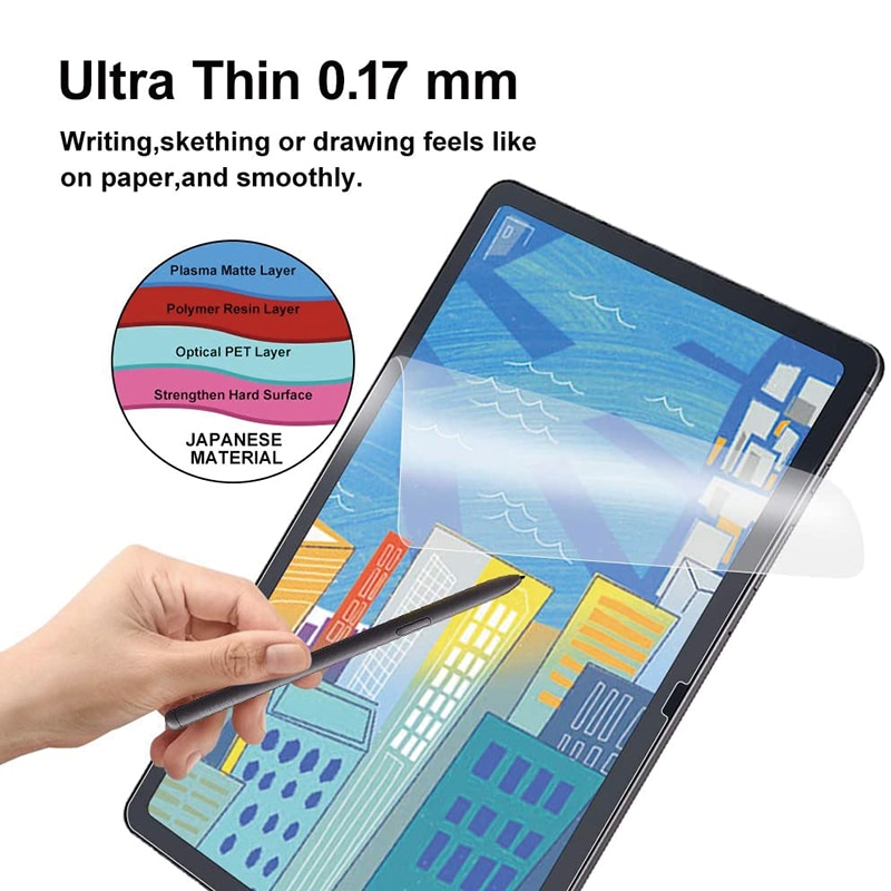 Xumu Paper Like Film Screen Protector For Samsung Tab A8 S7 FE S7+ Plus S8 S8+ S8 Ultra S5e S6 Lite Tab A 10.1 T510 T515 10.5 T590 T595 Matte PET Anti-Glare Writing Painting Write Draw Sketch Paperlike