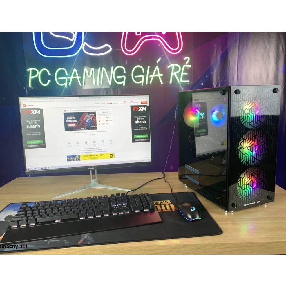 PC GAMING BỘ MÁY TÍNH ĐỂ BÀN I3 9100F MÀN 24INH IPS 75HZ NEW