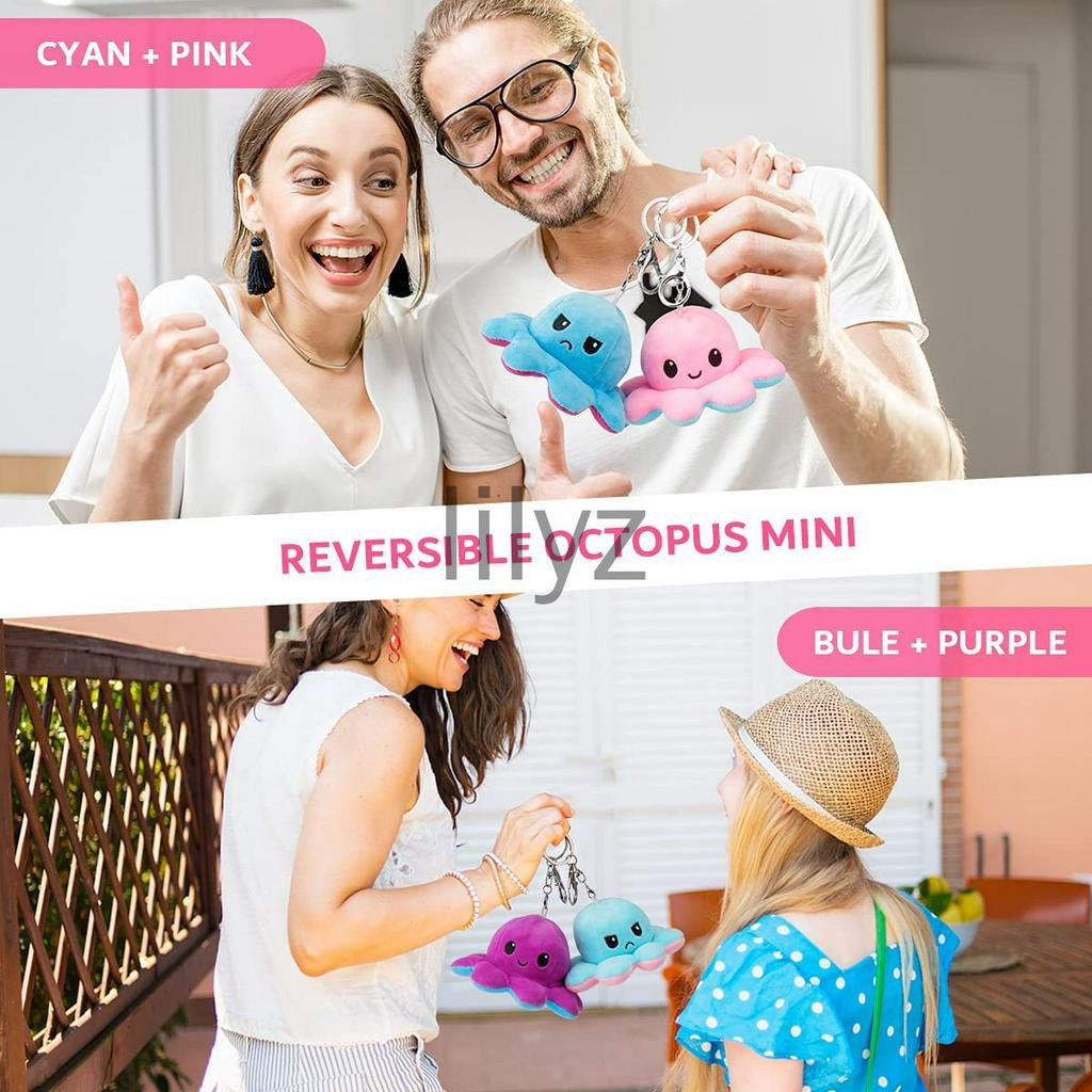 [Hàng Có Sẵn] Móc Khóa Búp Bê Nhồi Bông Hai Mặt Hình Bạch Tuộc Hoạt Hình Có Thể Đ