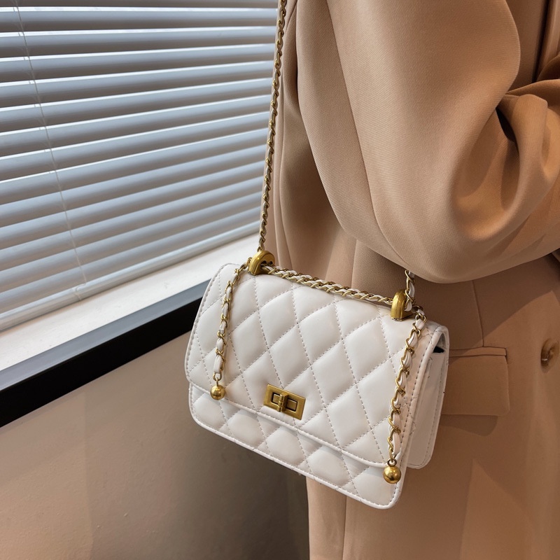 IELGY Túi Đeo Vai Hình Vuông Cỡ Nhỏ Họa Tiết Hình Thoi Đơn Giản Thời Trang Cho Nữ