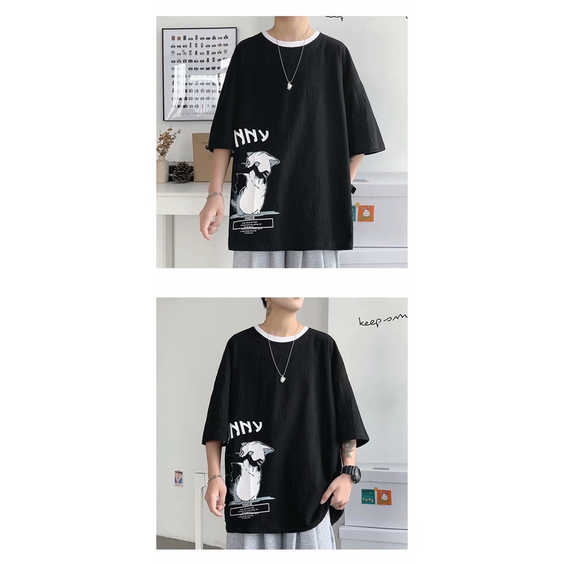 Áo thun form rộng phong cách Nhật Bản năng động trẻ trung cho nam size M-8Xl