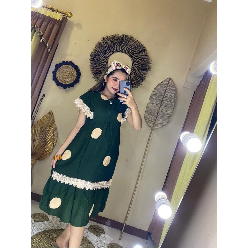 Negligeec Incess Polkadot Đầm Thường Ngày Dày Dặn Có Khóa Kéo Phía Trước Cho Nữ