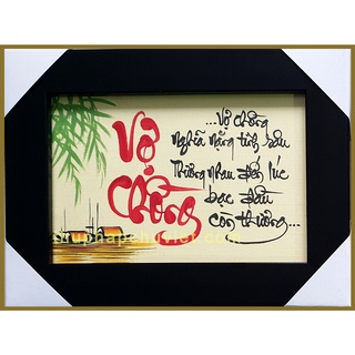 Tranh thư pháp để bàn chữ Vợ Chồng