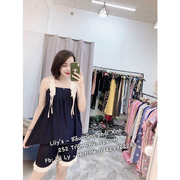 [Hàng loại1]Bộ bầu mùa hè chất đũi siêu mềm mát☘️đồ bộ cho bà bầu 2 dây quần bầu có chun chỉnh freesize từ 45-70kg BBH16