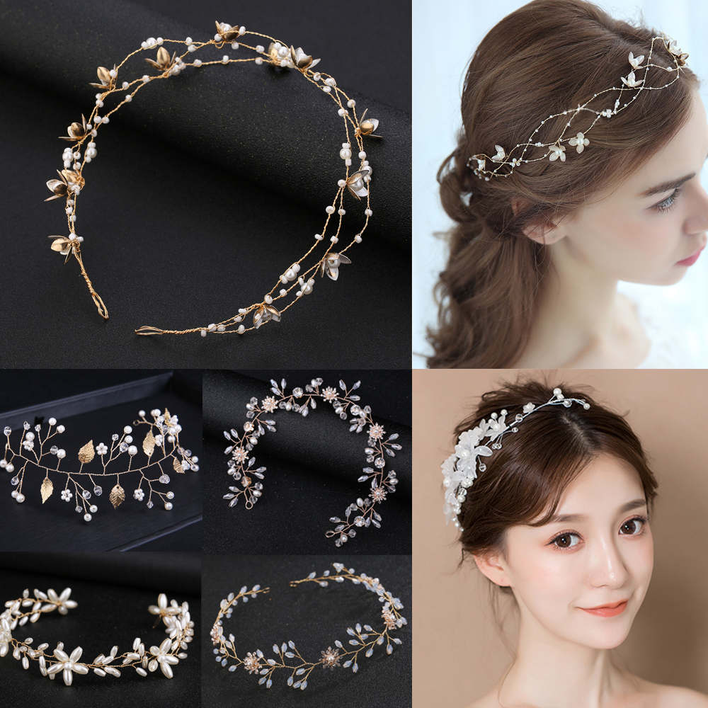 Cô Dâu Quận|Cài Tóc Đính Ngọc Trai Nhân Tạo Thời Trang|Băng Đô