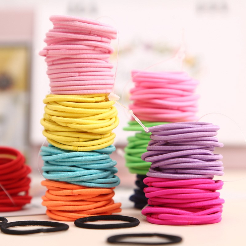 2mm Chun tròn trơn nhiều màu co dãn tốt phụ kiện tóc DIY Handmade