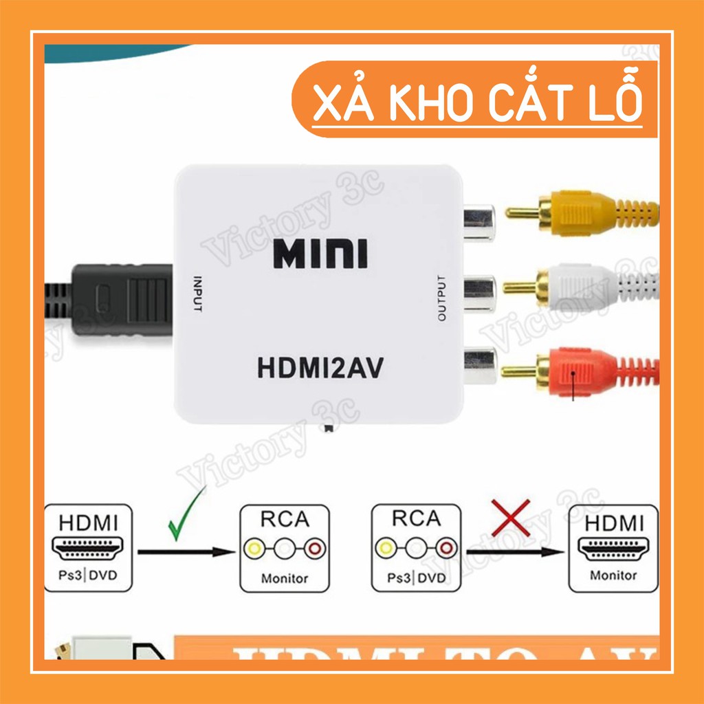 (SEO OFF) Bộ Chuyển HDMI/AVI  (Xả Kho) Bộ Chuyển Đổi Hdmi Sang Rca Av/Cvbs/R Video Hỗ Trợ Video 1080p Mini Chất Lượng Ca