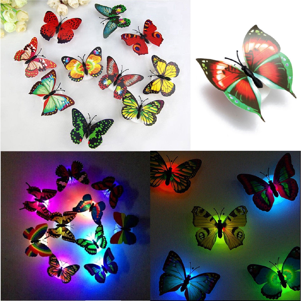 Đèn LED dán tường hình bướm 3D dùng để trang trí phòng