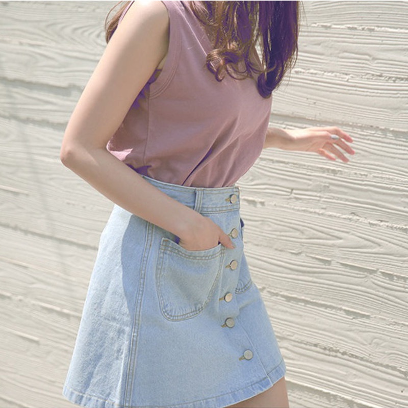 Chân váy jean Chữ A Lưng Cao Dáng Ôm Thời Trang Mùa Hè Cho Nữ