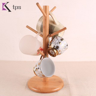 Kệ gỗ 6 móc treo ly hình cây sáng tạo
