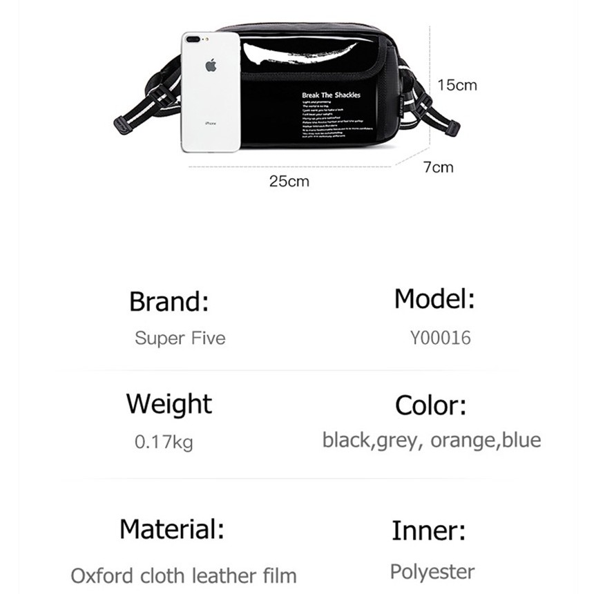 TUYI MEN BAGS Super five  fashion waist bag nylon Crossbody Bag waterproof Messenger Bag women slingbag