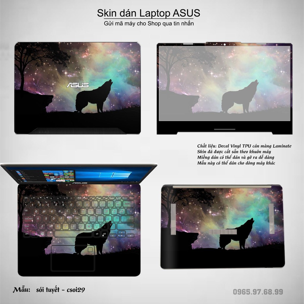 Skin dán Laptop Asus in hình sói tuyết (inbox mã máy cho Shop)