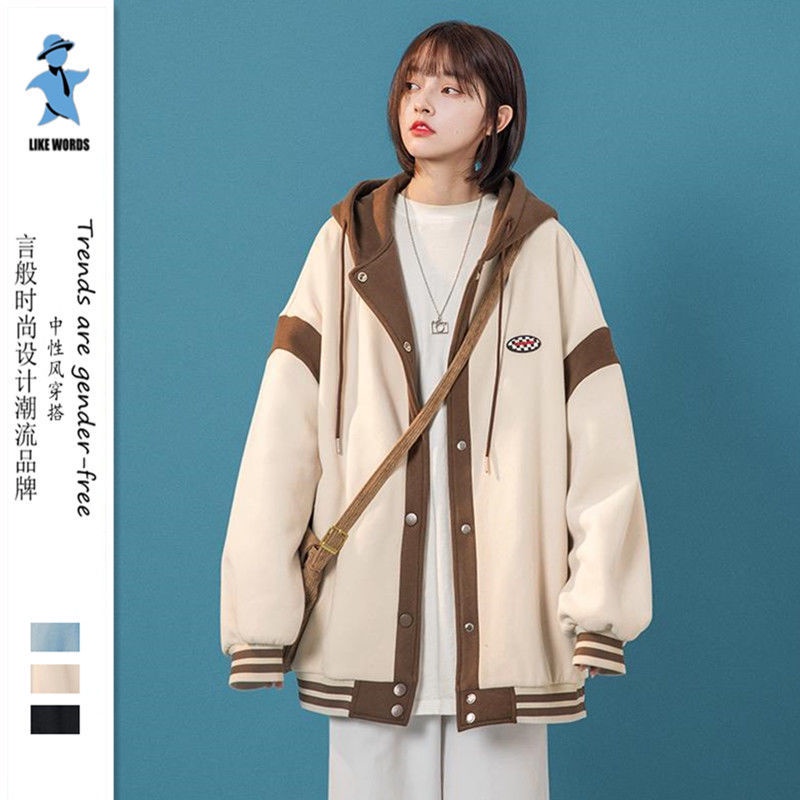 Áo Khoác Bóng Chày Dáng Rộng Phong Cách Retro Hồng Kông Thời Trang Xuân Thu Mới Cho Nữ