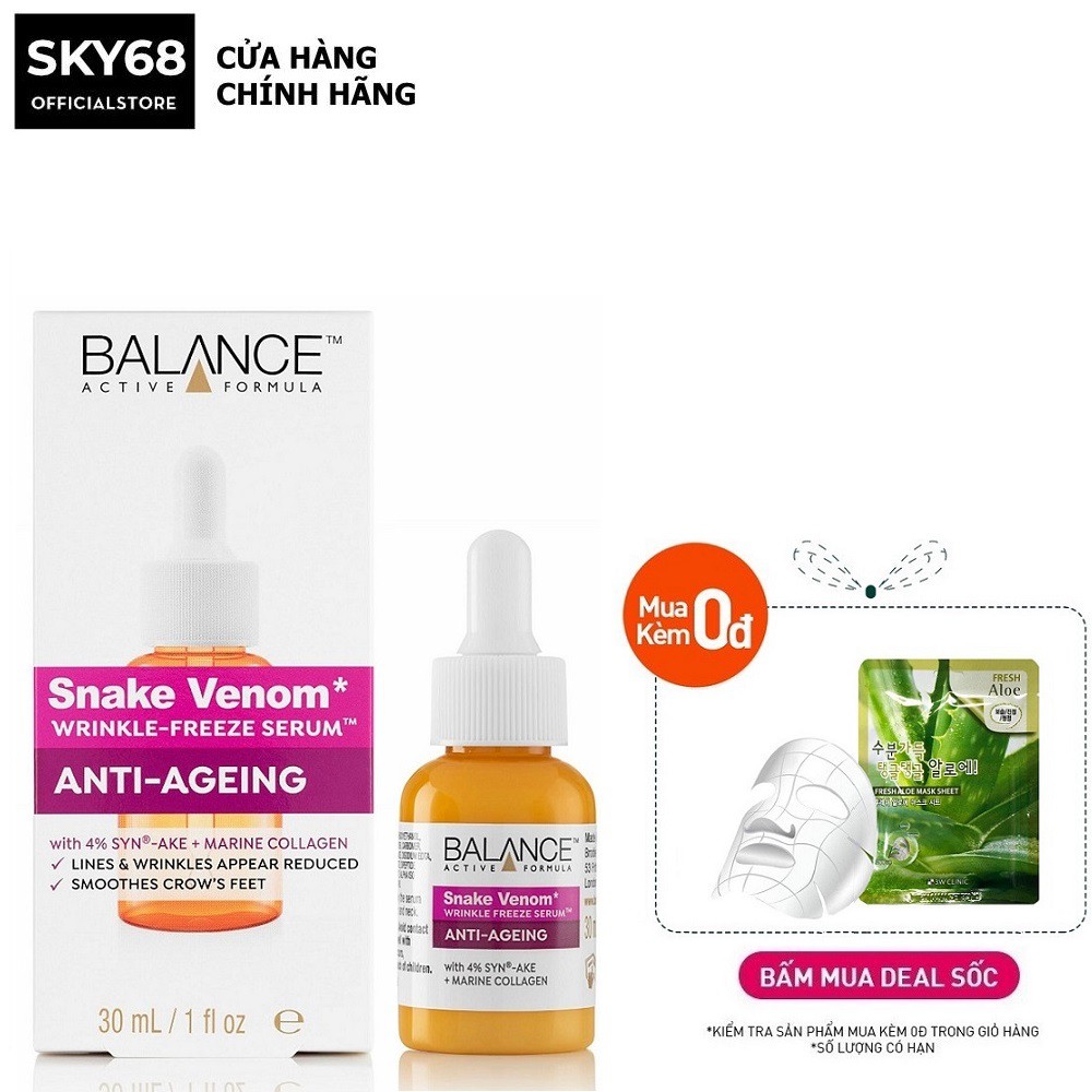 Serum Nọc Rắn Ngừa Lão Hóa, Giảm Nếp Nhăn Balance Active Formula Snake Venom Wrinkle Freeze 30ml