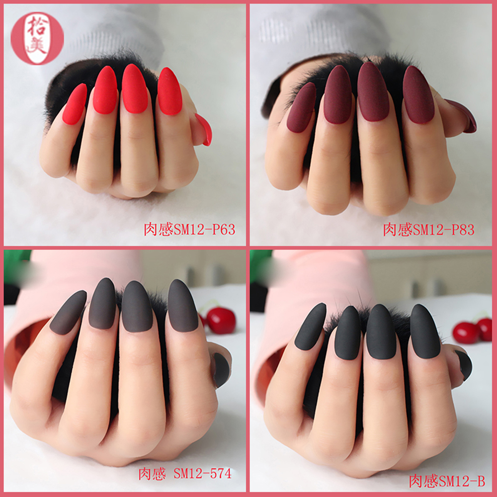 (Hàng Mới Về) Móng Tay Giả Màu Trơn Thời Trang Cho Nữ