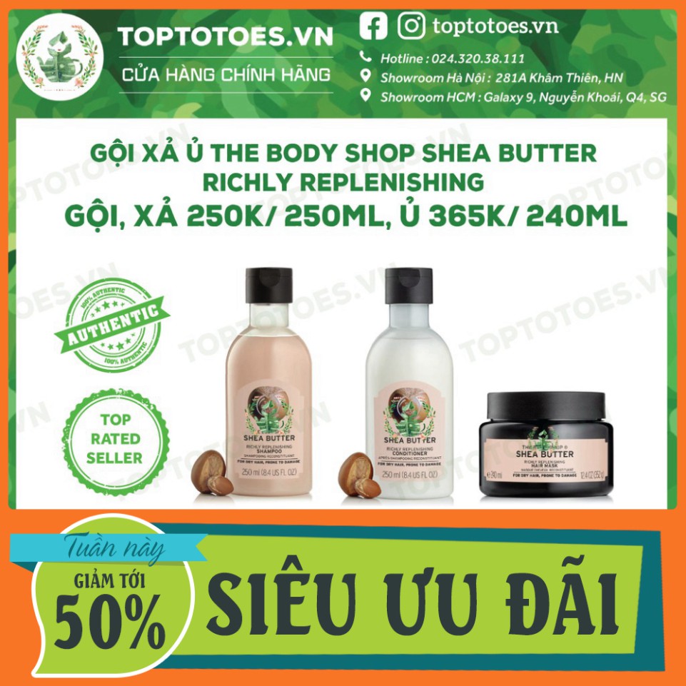 CHỈ CÒN HÔM NAY Gội xả ủ The Body Shop Strawberry/ Shea Butter/ Green Tea cho tóc mềm thơm, chắc khỏe SALE SẬP SÀN