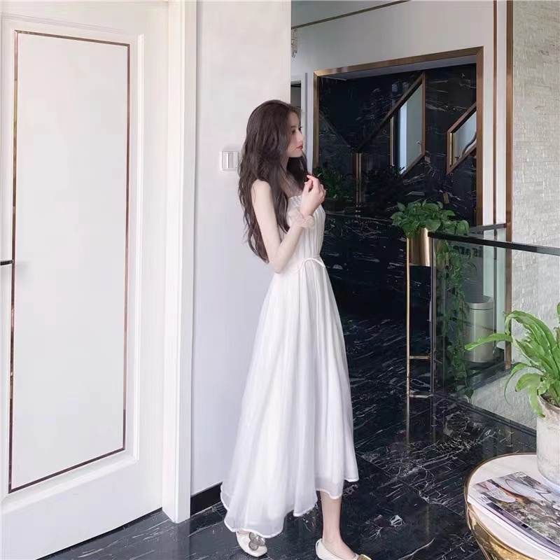 Đầm voan trắng mùa hè, đầm lệch vai dài thắt eo thể hiện khí chất dịu dàng, thanh lịch