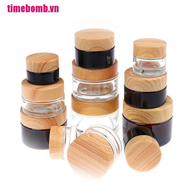 Lọ Thủy Tinh Đựng Mỹ Phẩm Chăm Sóc Da Có Nắp Gỗ Tiện Dụng