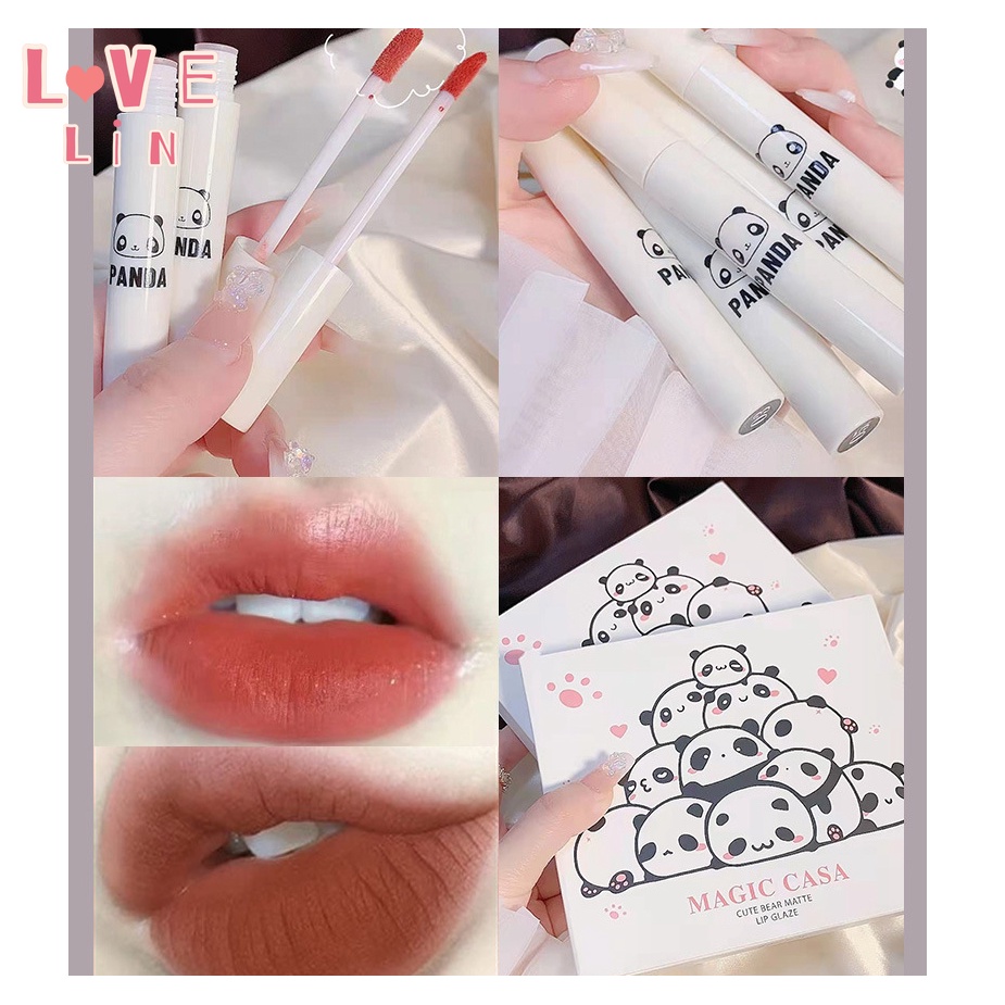 Set Son Môi Lì Mịn Như Nhung Imagic Thiết Kế Hình Chú Gấu Dễ Thương Kèm Hộp Đựng