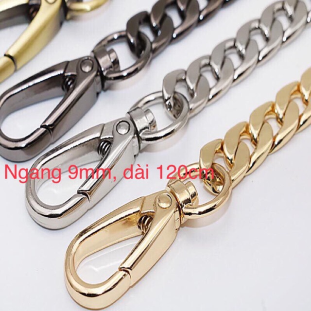 Dây xích kim loại đeo vai, quai túi xách, dây túi ngang 9mm kim loại nhẹ