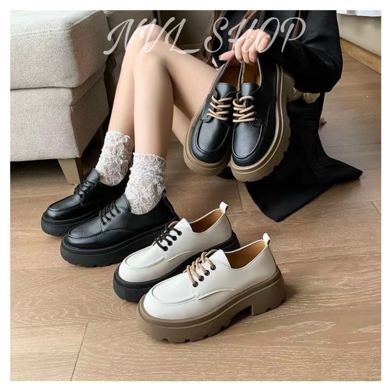 Giày oxford nữ Ulzzang phong cách hàn quốc đế cao 5cm, chất da mềm