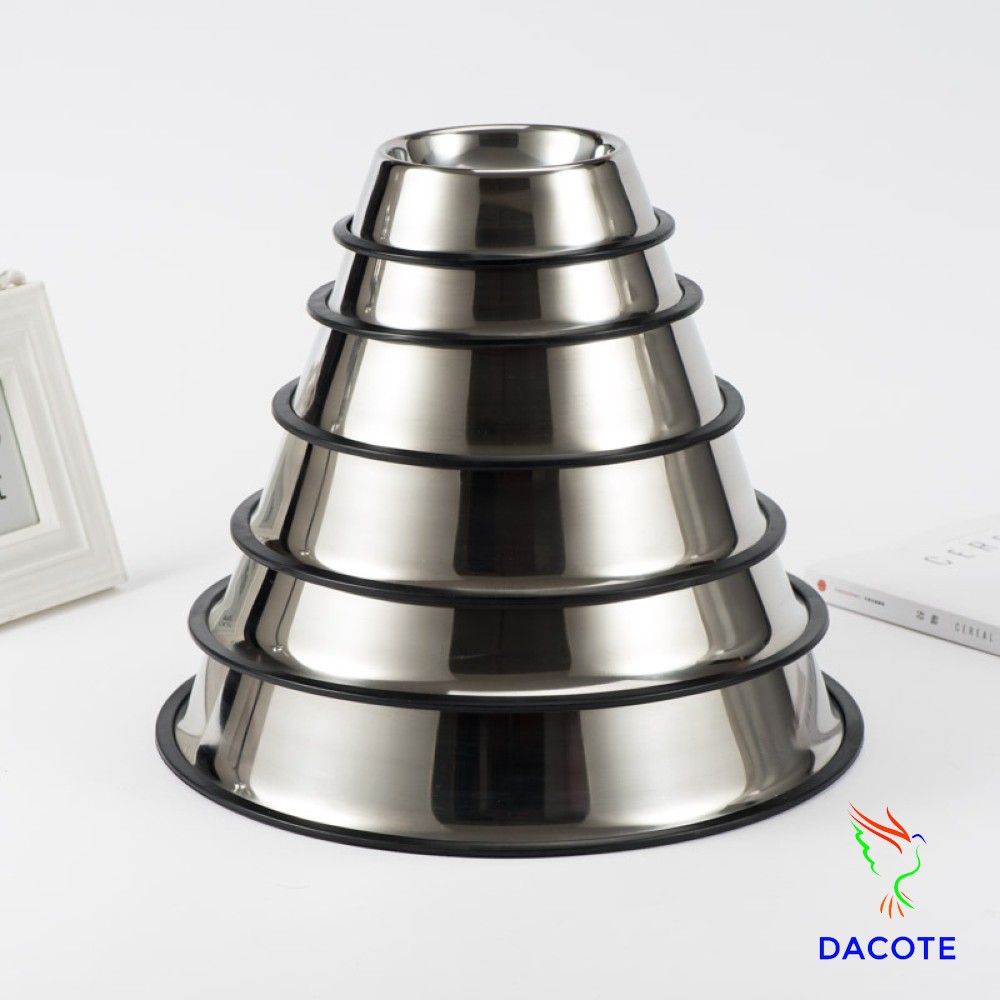 Chén bát đựng thức ăn cho chó mèo DACOTE chất liệu inox không rỉ chống lật