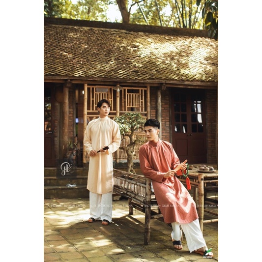 Áo ngũ thân nam, Áo tấc cổ phục Việt Nam, Việt phục thời Nguyễn, Áo ngũ thân tay chẽn freesize dưới 80kg by HOANGAODAI