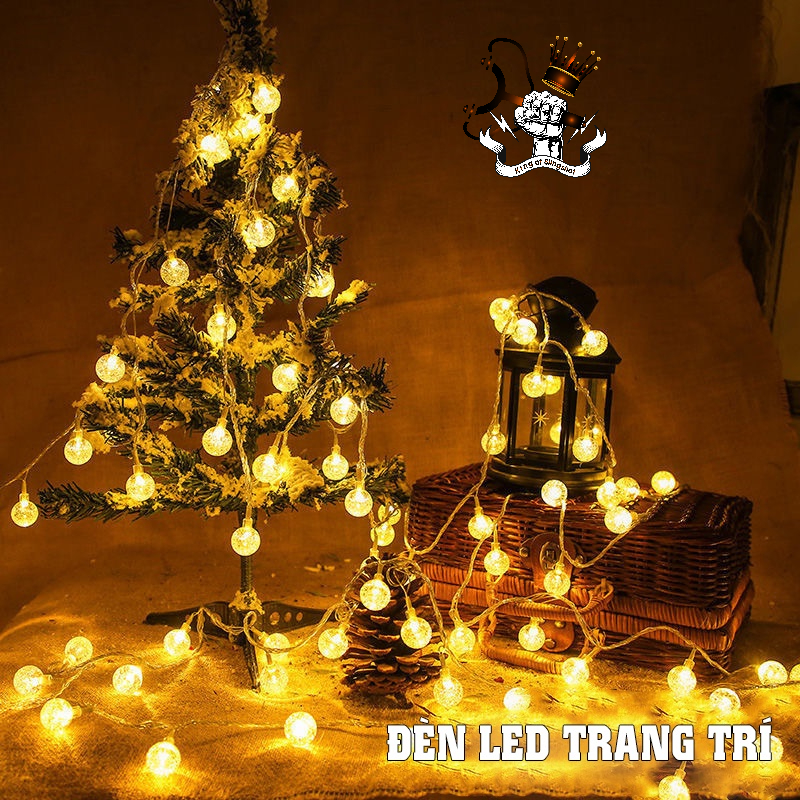 Đèn LED trang trí dây bóng tròn vàng ấm không nháy dùng pin tiện lợi, dùng đi du lịch cắm trại dã ngoại tiện lợi-DCP7