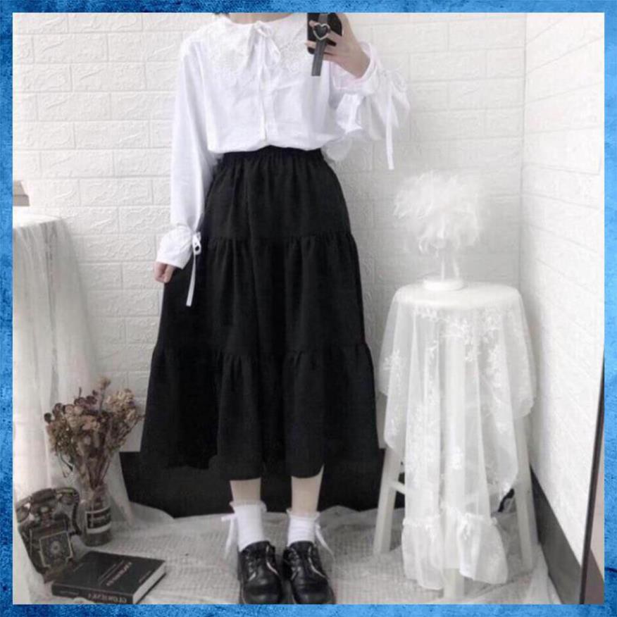 [Freeship] Chân Váy Nữ Voan, Chân Váy Xòe 3 tầng Vintage Trắng Đen | BigBuy360 - bigbuy360.vn