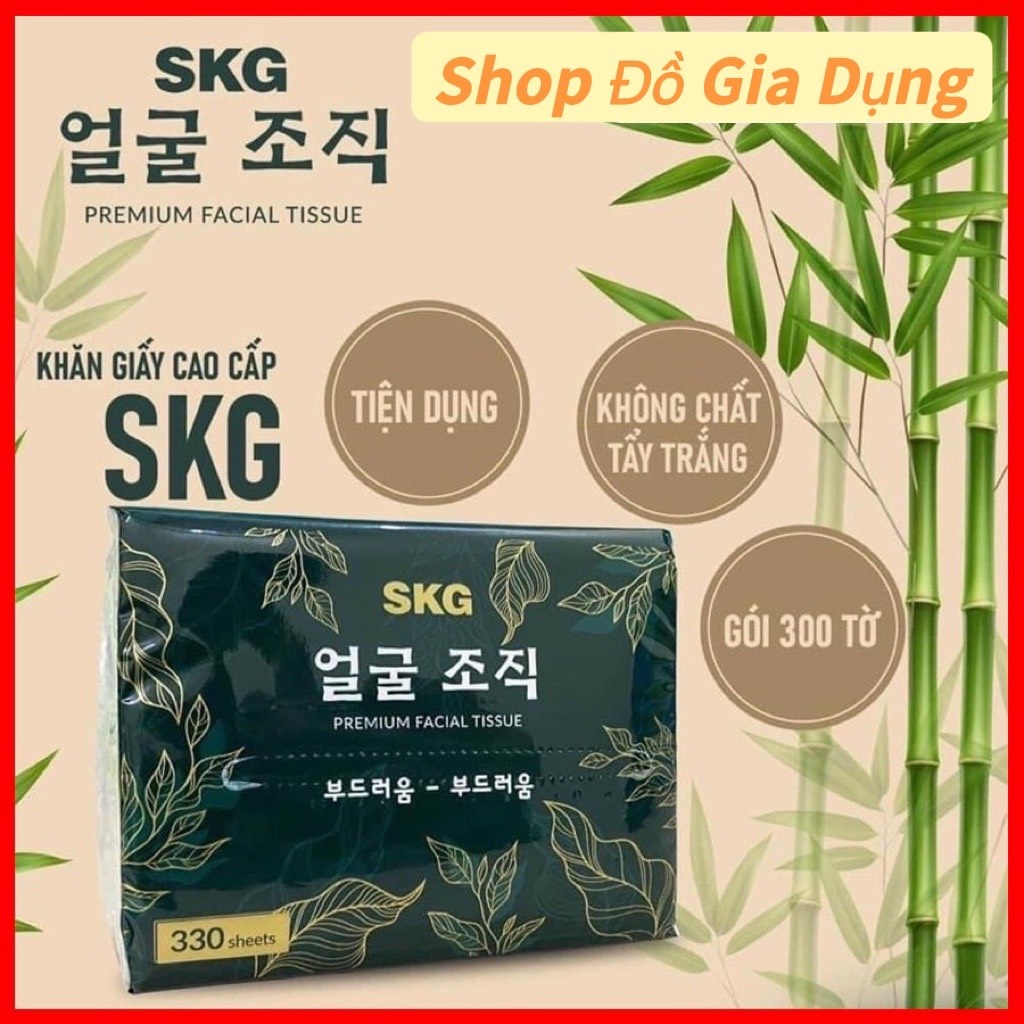 Freeship Thùng Giấy Ăn Gấu Trúc Trà Xanh Hàn Quốc Cao Cấp SKG, Thùng 30 gói, Gói 300 Tờ