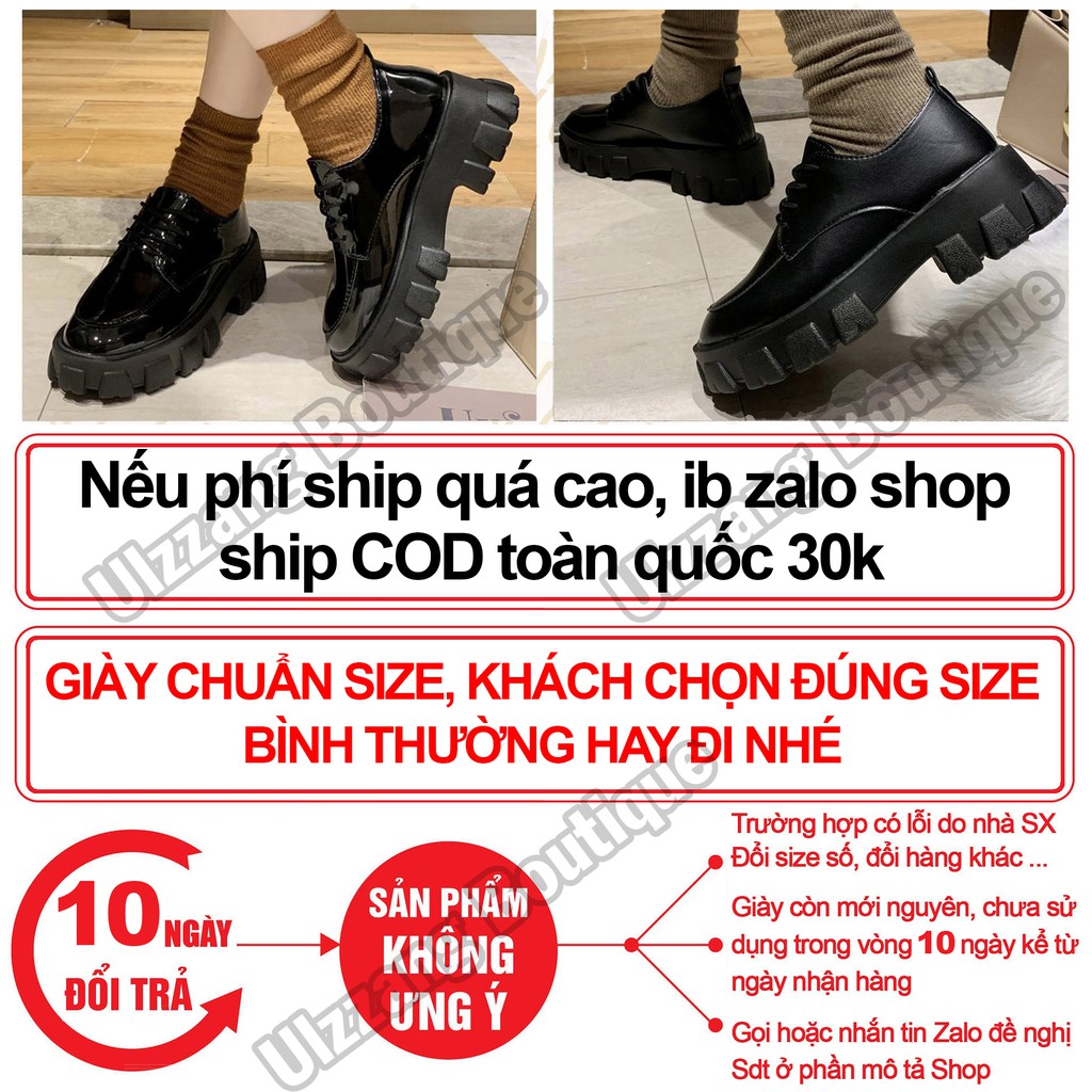 Giày Oxford nữ ulzzang đế cao mũi tròn hottrend vintage Hàn Quốc