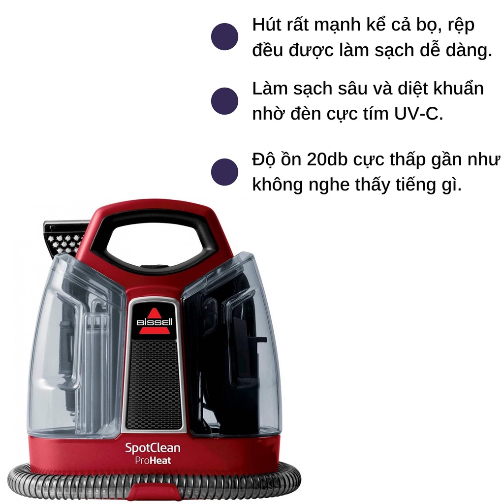 Máy hút thảm diệt khuẩn BISSELL SPOTCLEAN PROHEAT 36988 2,5L làm sạch bằng hơi nước [GEXHOME Hàng Đức]