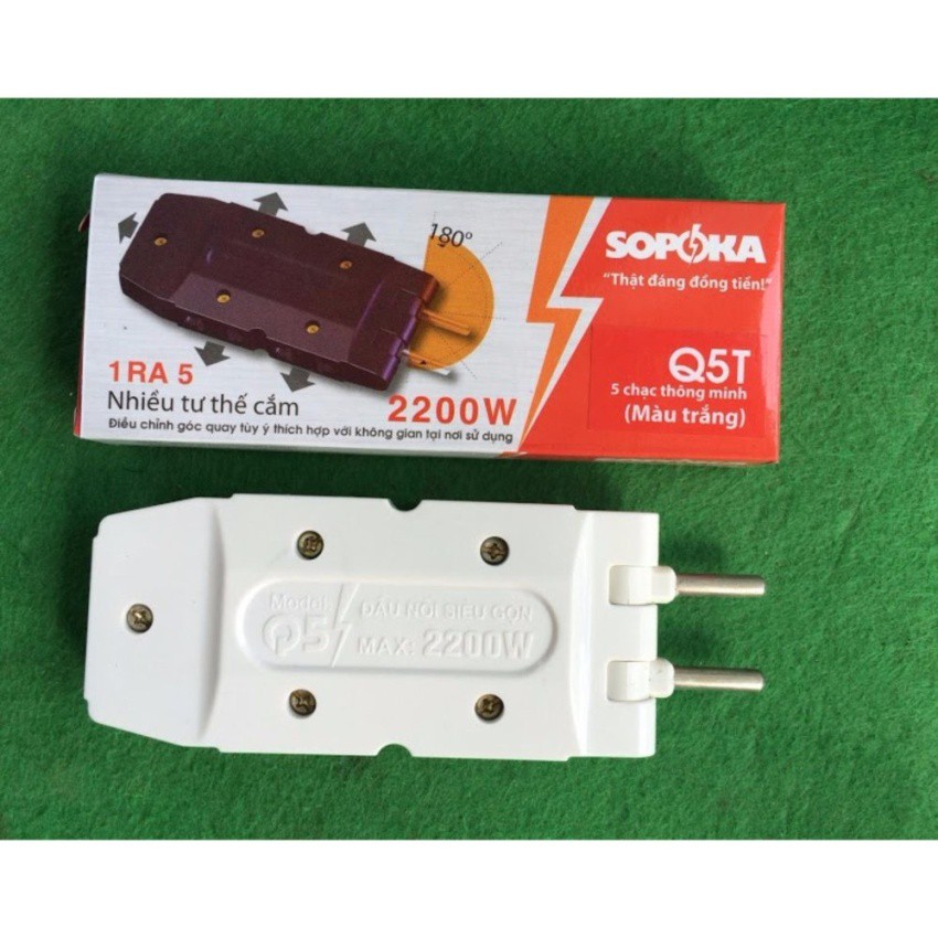 PHÍCH CẮM ĐIỆN THÔNG MINH 1 CHIA 5 SOPOKA -Q3T5 (TRẮNG)