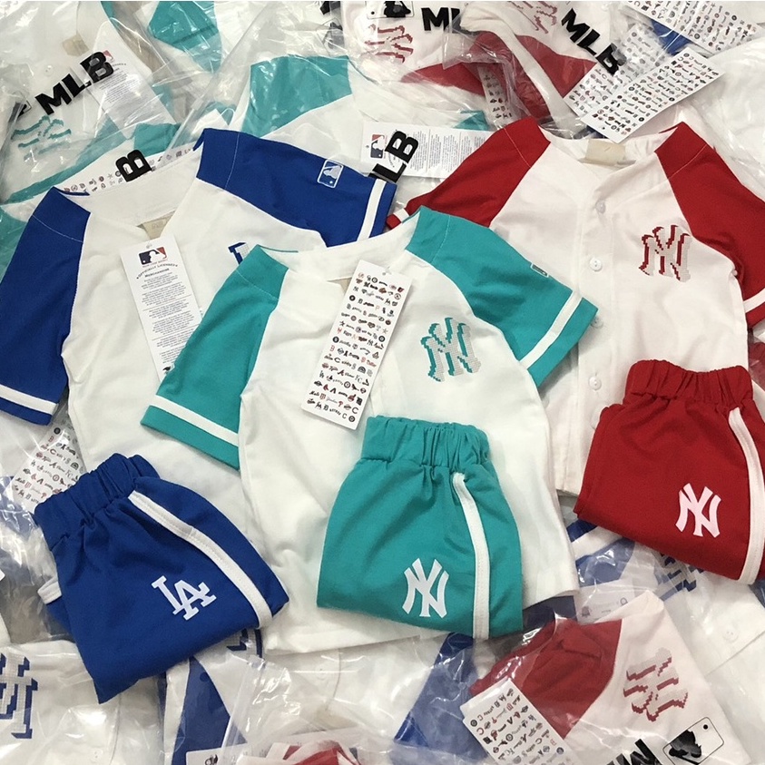 Đồ bộ cộc tay bé trai - Set bộ bóng chày MLB cho bé trai size 90-150