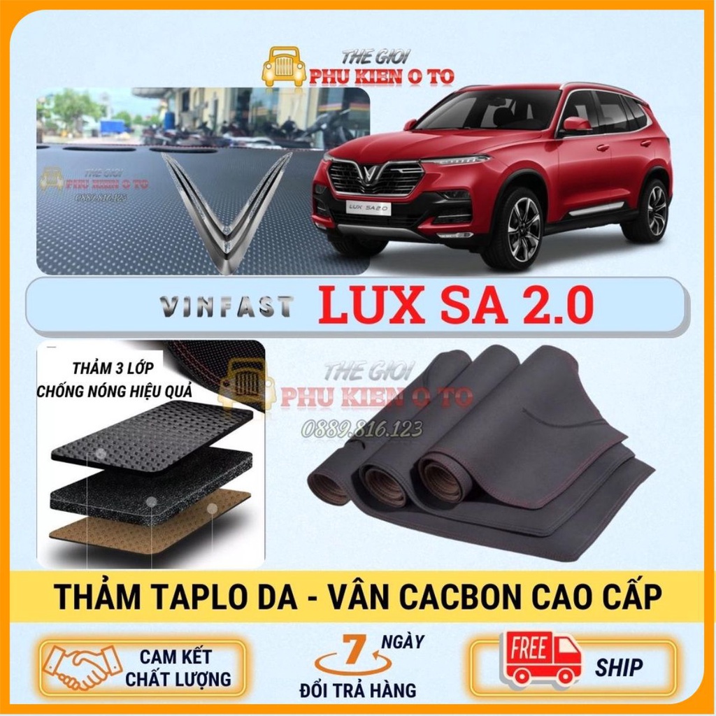 Thảm taplo Vinfast LUX SA 2.0 2019 - 2021 da Cacbon cao cấp, chống nóng ô tô hiệu quả