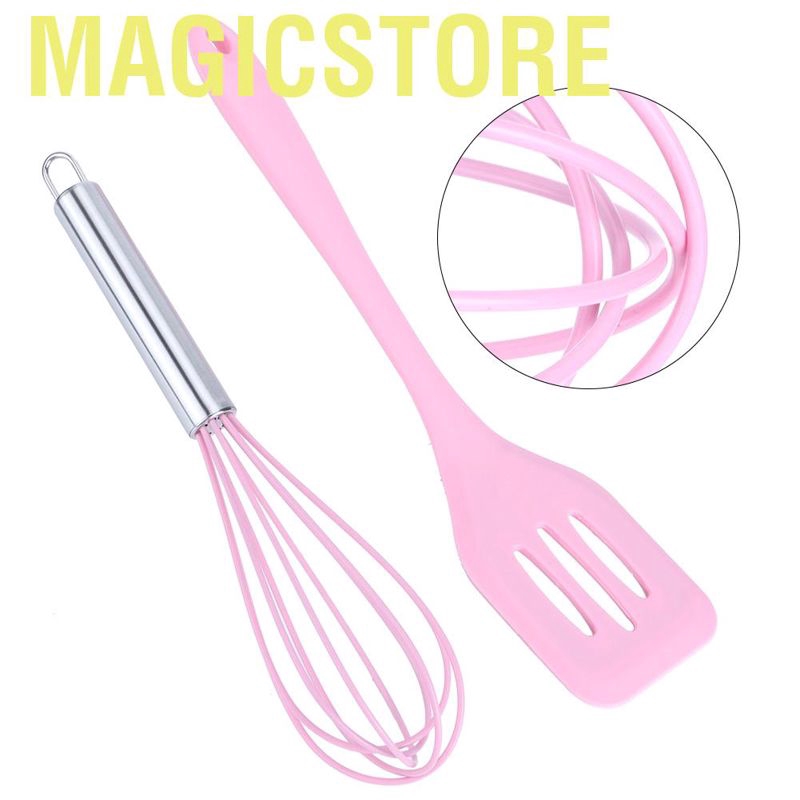 Magicstore 6Pcs/Set Silicone Cooking Utensil Scraper Eggs Beater Spatula Oil Brush Food Clip Kitchen Tool
