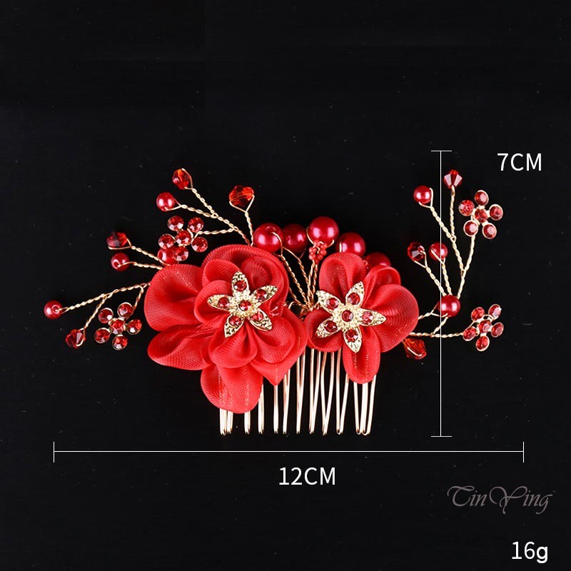 GETNOIVAS Lược Cài Tóc Đính Đá Và Ngọc Trai Giả Phong Cách Trung Hoa Cho Cô Dâu