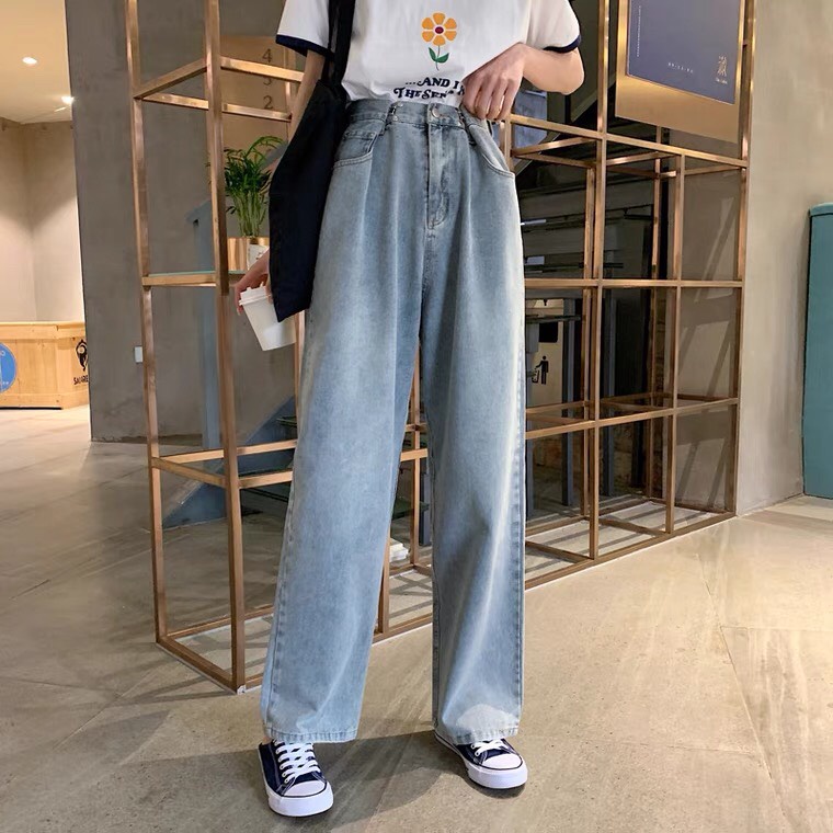 Quần jean nữ đen xám rách gối CẠP CAO HeyBig, quần bò jeans rách gối nữ phom rộng phong cách Ulzzang 2023 | BigBuy360 - bigbuy360.vn