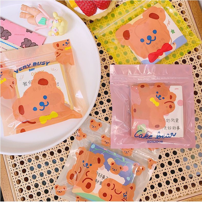 Túi zip mini bag Hàn Quốc, túi zip nhỏ đựng bánh kẹo hình gấu cute