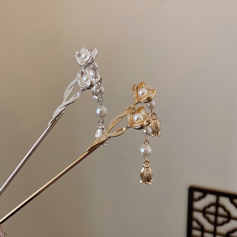 Trâm Cài Tóc Hình Hoa Đính Ngọc Trai Phong Cách Trung Hoa Cổ Điển Thời Trang