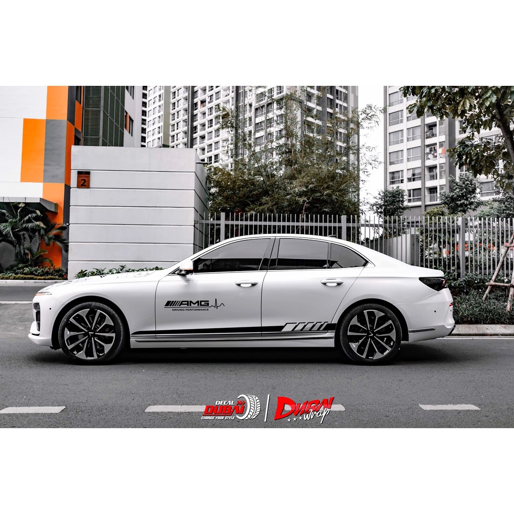 Tem thể thao Amg dán trang trí xe Vinfast LuxA
