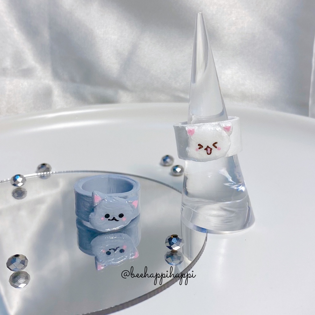 Nhẫn đất sét handmade hình CON MÈO