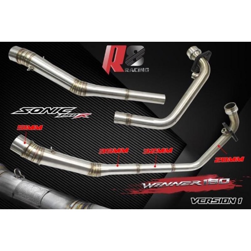 Cổ pô tăng 2 khúc R8 Racing xịn dành cho Winner Sonic 150