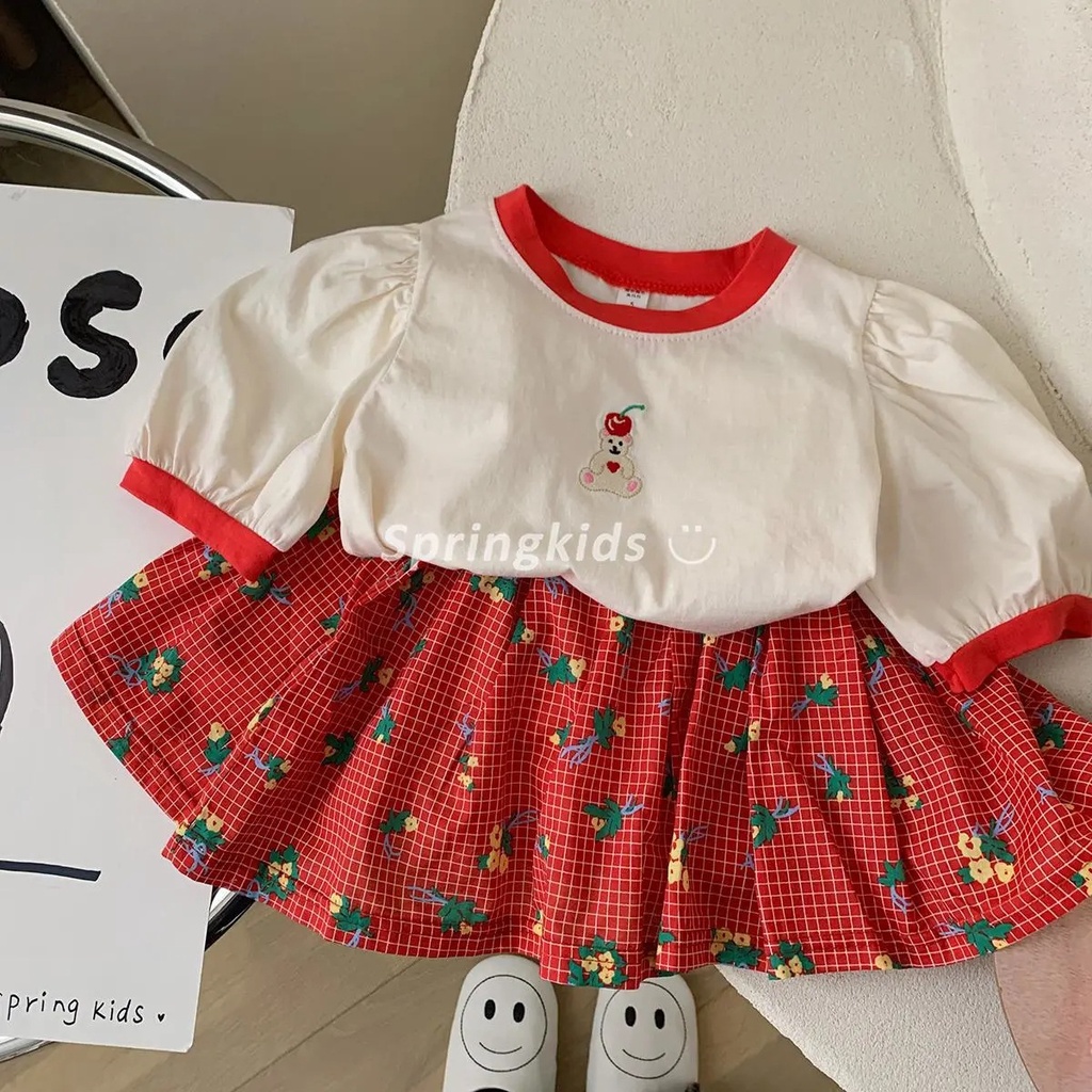 Áo Thun Tay Ngắn Họa Tiết Chấm Bi Dễ Thương Cho Bé Gái