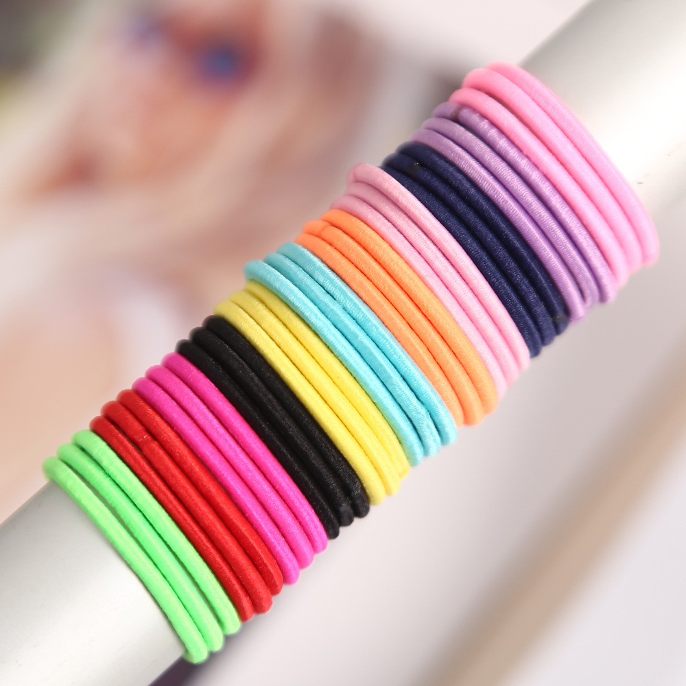 2mm Chun tròn trơn nhiều màu co dãn tốt phụ kiện tóc DIY Handmade