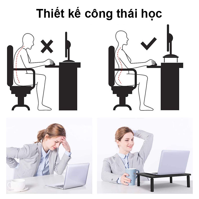 Giá đỡ laptop kệ laptop Các lỗ làm mát bằng kim loại chất lượng cao Có thể điều chỉnh độ cao 3 mức