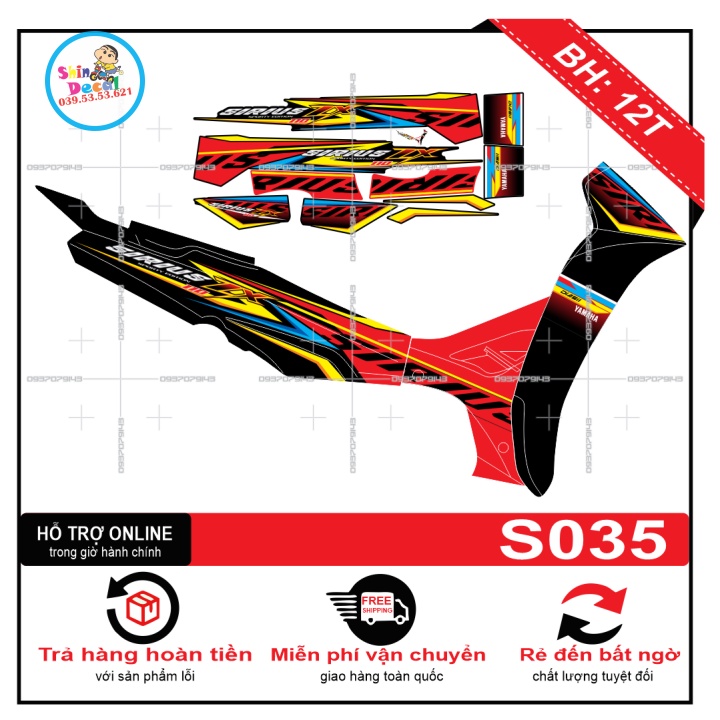 Tem rời sirius ZX đỏ đen S035 -- SHIN DECAL 2