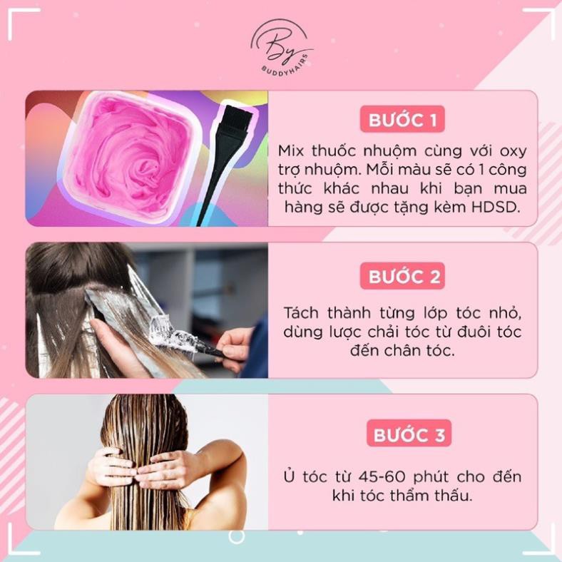 Thuốc nhuộm tóc màu Nâu hồng trà sữa , Nâu trà sữa hồng cần dùng Thuốc tẩy tóc phiên bản độc quyền buddyhairs,buddy.hair