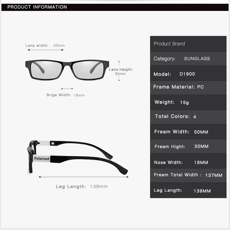 Kính mát phân cực chống tia UV thiết kế đơn giản thời trang cho nam Fashion sunglasses